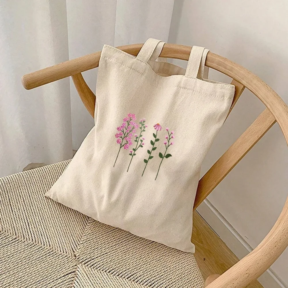 

Custom trendy cute preppy tote bag,aesthetic pink floral canvas tote bag,reusable cotton tote bag,gift for her