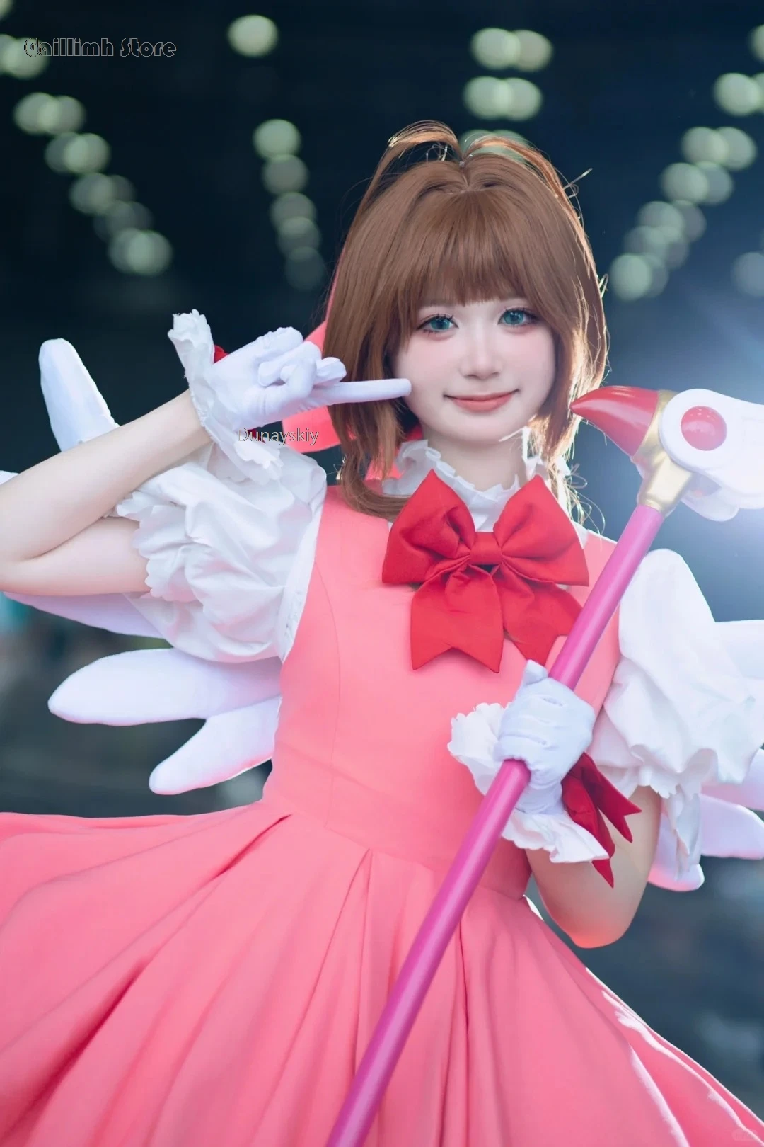 คอสเพลย์ kinomoto SAKURA Card captor วิกชุดคอสเพลย์ผู้หญิงสีชมพูชุดโลลิต้าแฟนซีชุดปาร์ตี้คอสเพลย์