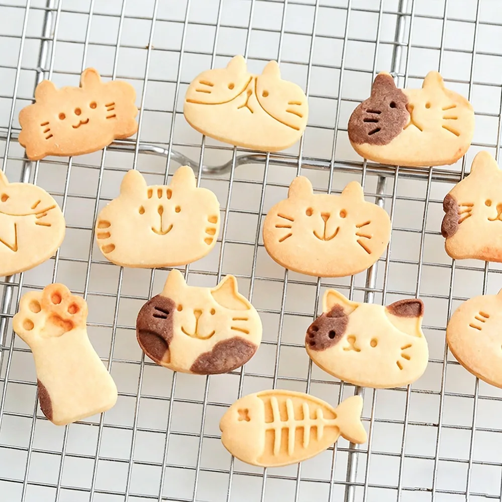 Cute Kitten DIY Stamp Cookie Cutters Baking Mold Baking Accessories For Kitchen Baking