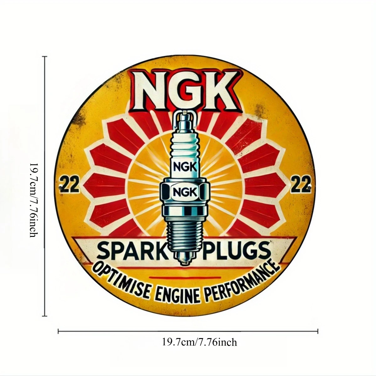 Spark Plug Metal Tin Sign, Round Aluminum Wall Art Decor, Vintage Iron Painting for Kitchen, Garage, Cafe, Bar, Living Room