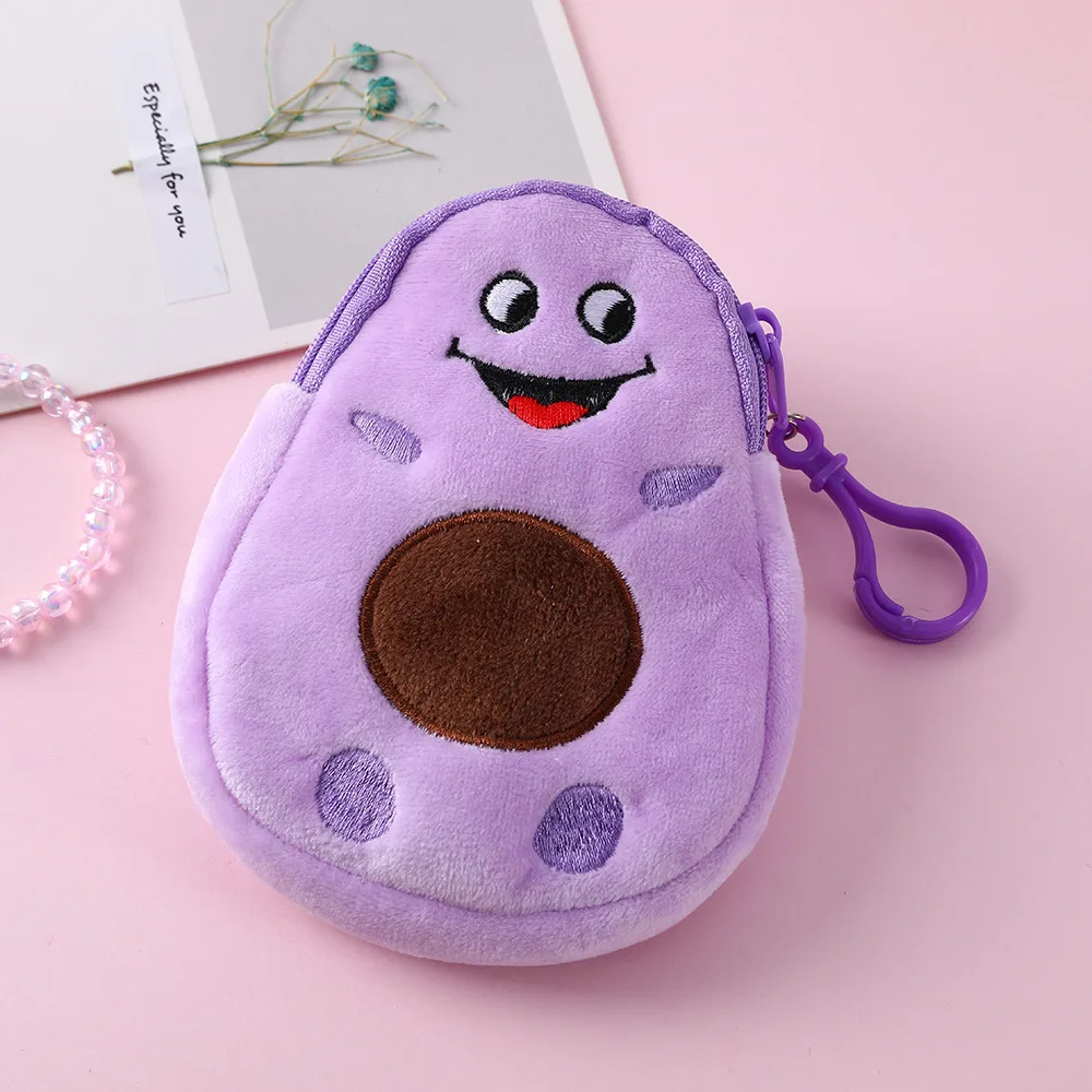 Interrupteur sac à main en peluche de dessin animé pour enfants, sac à monnaie drôle, porte-clés, portefeuille, avocat, enfants, filles, mode