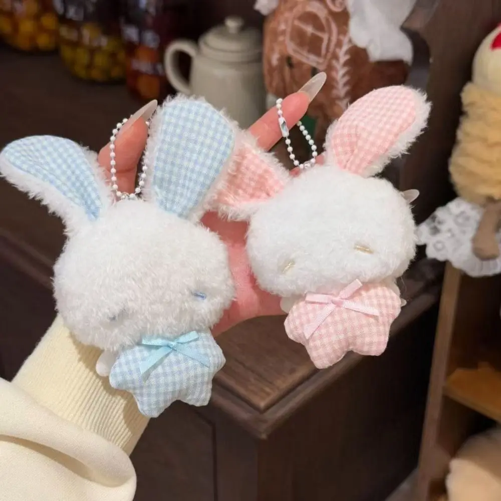 Cute Soft Long Ear Bunny Keychain Bag Charm Cartoon Rabbit Stuffed Kawaii Hanging Pendant Mini Rabbit Pendant Backpack
