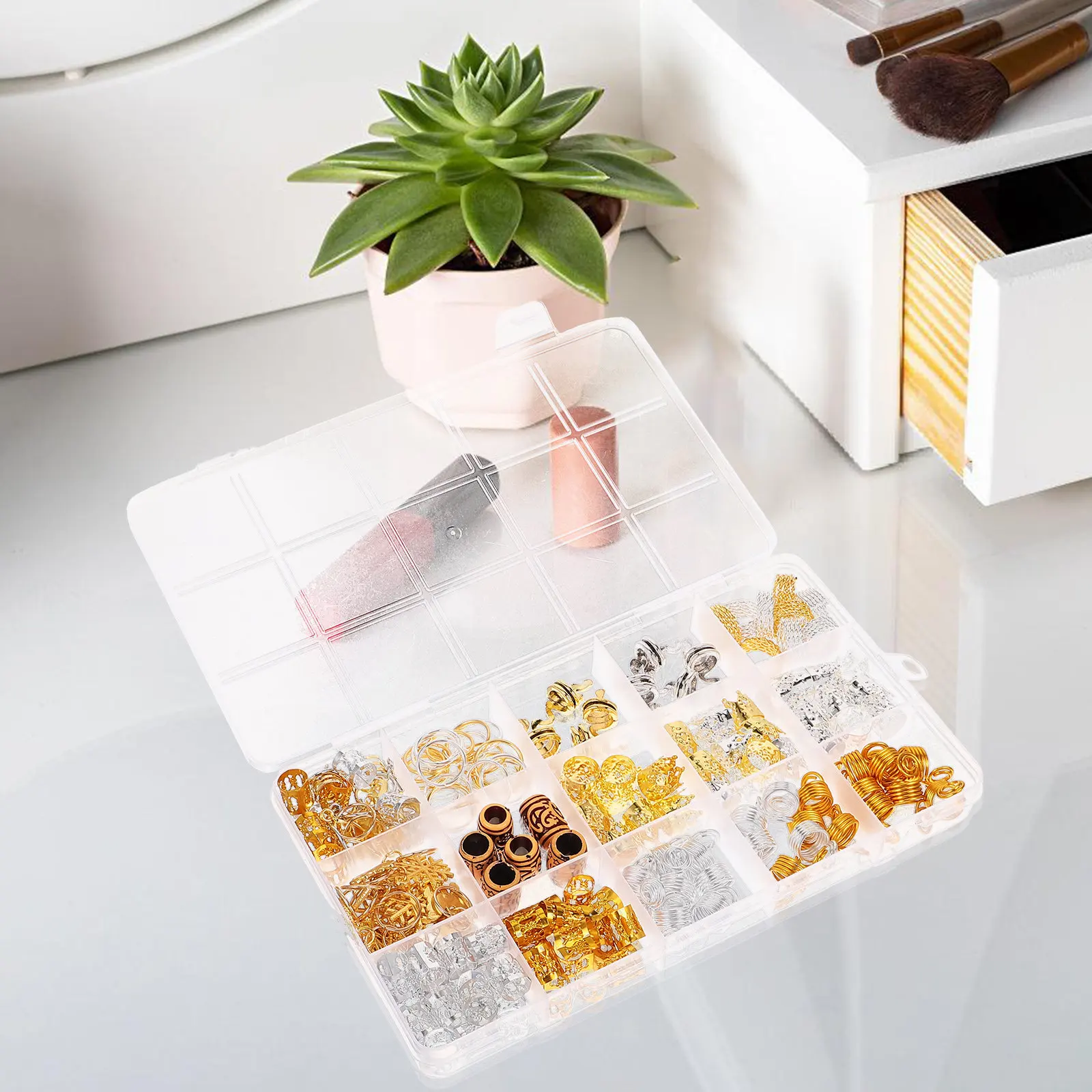 

146 шт. украшений для волос: металлические аксессуары для дредов, маленькие кольца и подвески для женских причесок, аксессуары для плетения кос