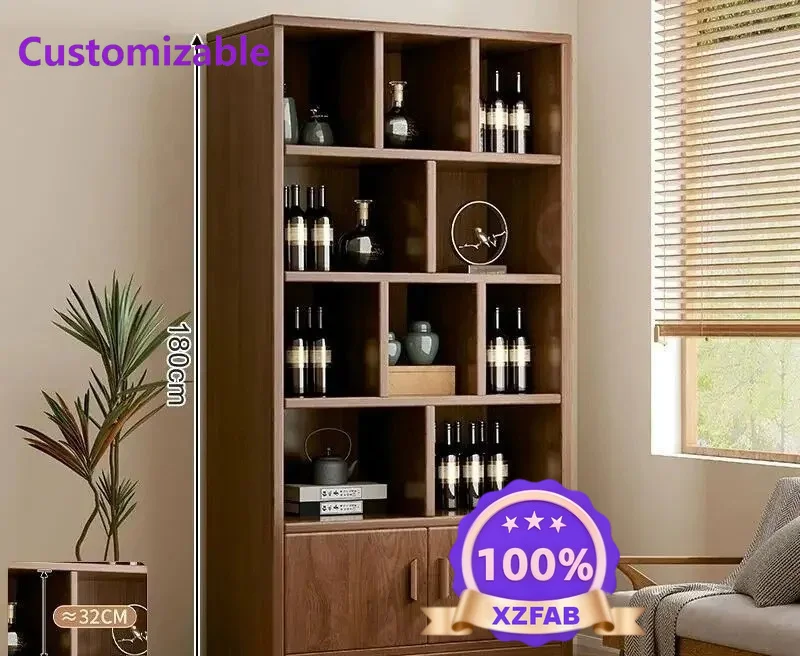 Factory Direct 2026 Solid wood wine cabinet household living room rack display cabinet commercial simple small entrance against