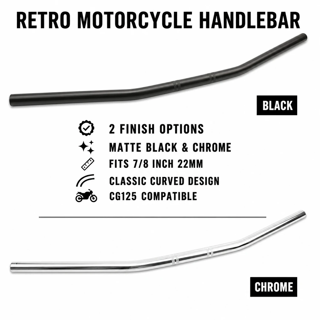 Motorcycle 7/8 Inch 22mm Retro Handlebar Steel Drag Bar For CG125 Bobber Cafe Racer Vintage Motorbike Modification