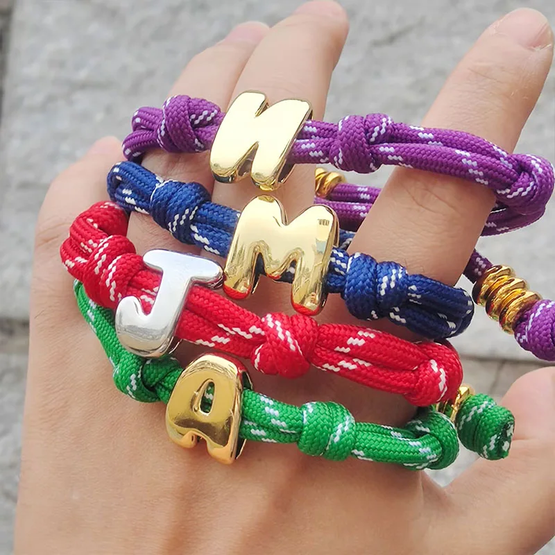 

DIY Bubbles Handmade Braided String Letter Bracelet Dive In Initial For Women Charm Sweet Colorful Beaded joyería Jewelry Gift