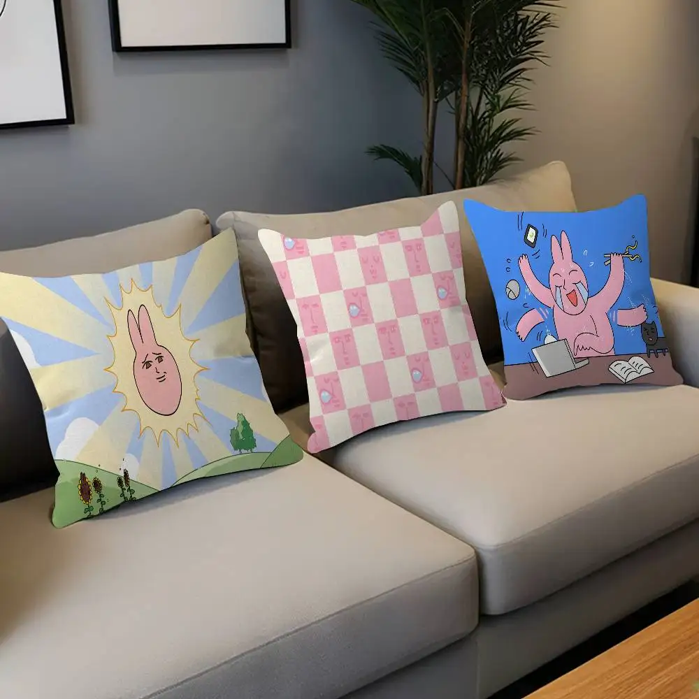 My F-Friend Pink Rabbit Funny Anime Pillow Gift Home Office Decoration Bedroom Sofa Car Cushion Cover Case 45x45