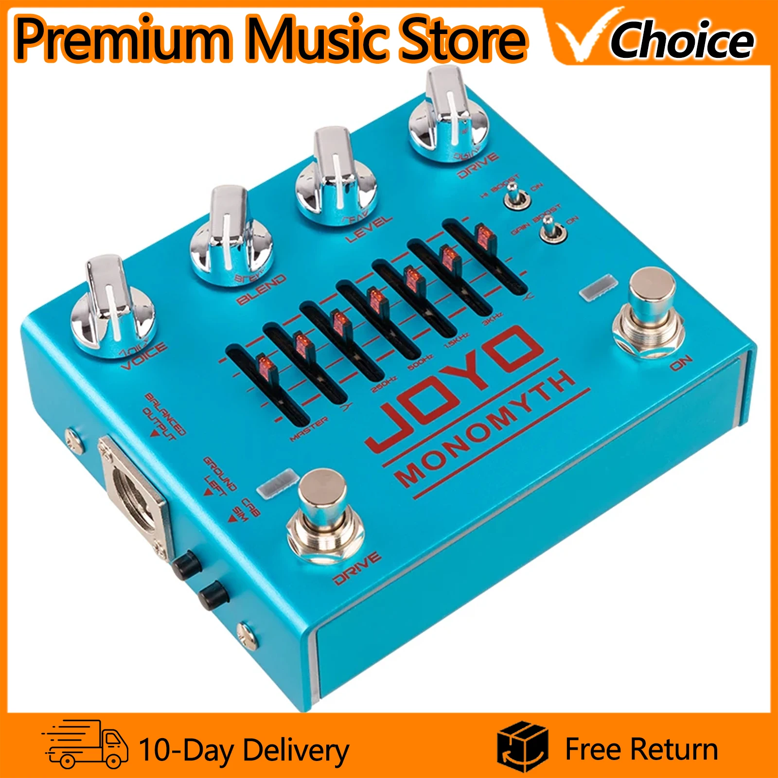 Pedal de efectos para bajo JOYO R-26 MONOMYTH, preamplificador con ecualizador gráfico de 6 bandas, simulación de gabinete, tono de preamplificador analógico para bajo.