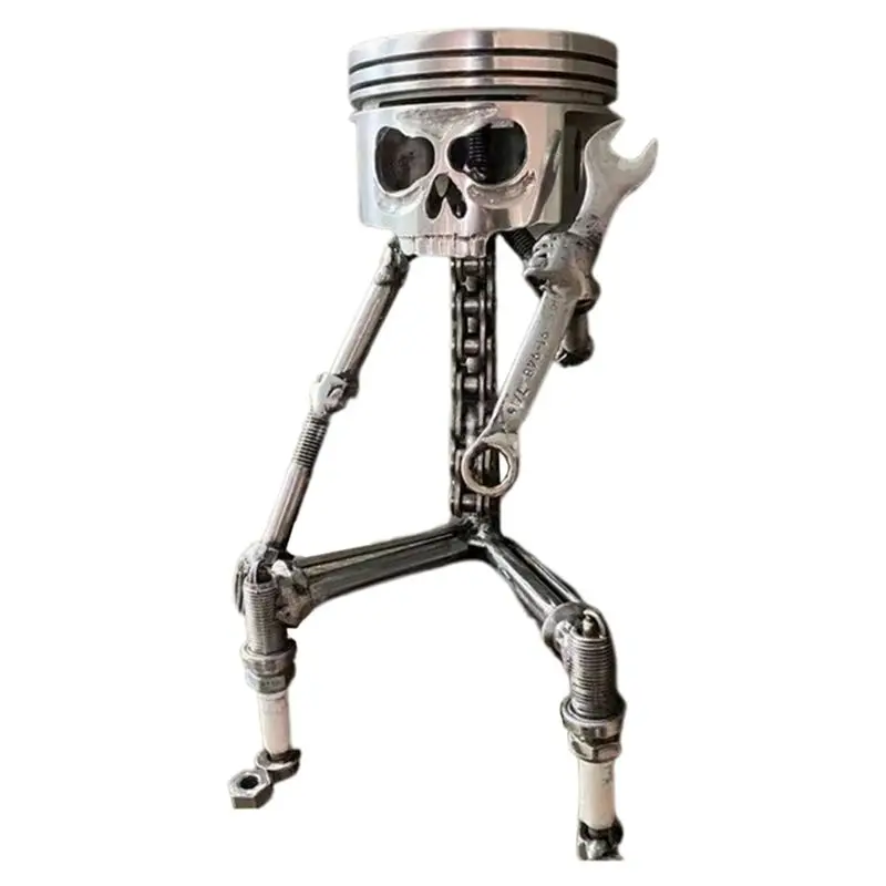 Resin Carved Skeleton Sculpture Ornament Cosplay Halloween Piston Skull Face Sculpture Figurine Art Desktop-AT36