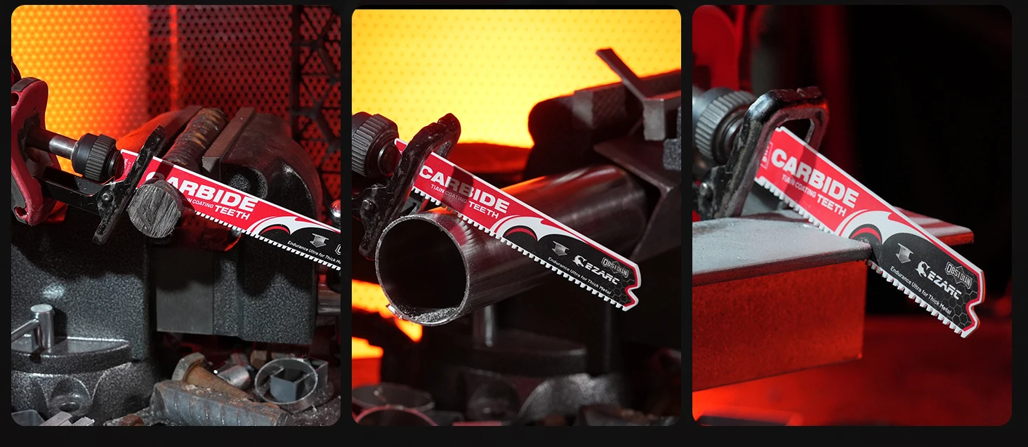 EZARC 3-teiliges Obsidian-Karbid-Säbelsägeblatt-Set (Pro) 6''/9'' 8TPI Endurance Ultra für dickes Metall, Gusseisen, legierten Stahl – Detail 2