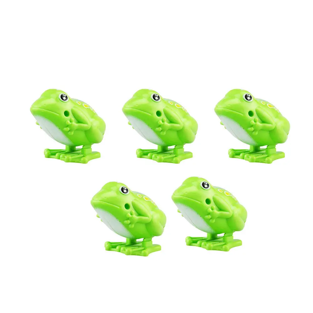 5Pcs Wind-Up Frogs Plastic Jumping Fun for Kids Children Birthday Party Favor Educational Bouncing Clockwork Gift