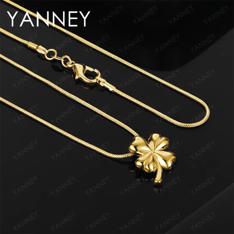 

925 Sterling Silver 18k Gold 16-30 Inch Exquisite Four-Leaf Clover Pendant Necklace Fashion Women'S Accessories Wedding Gift