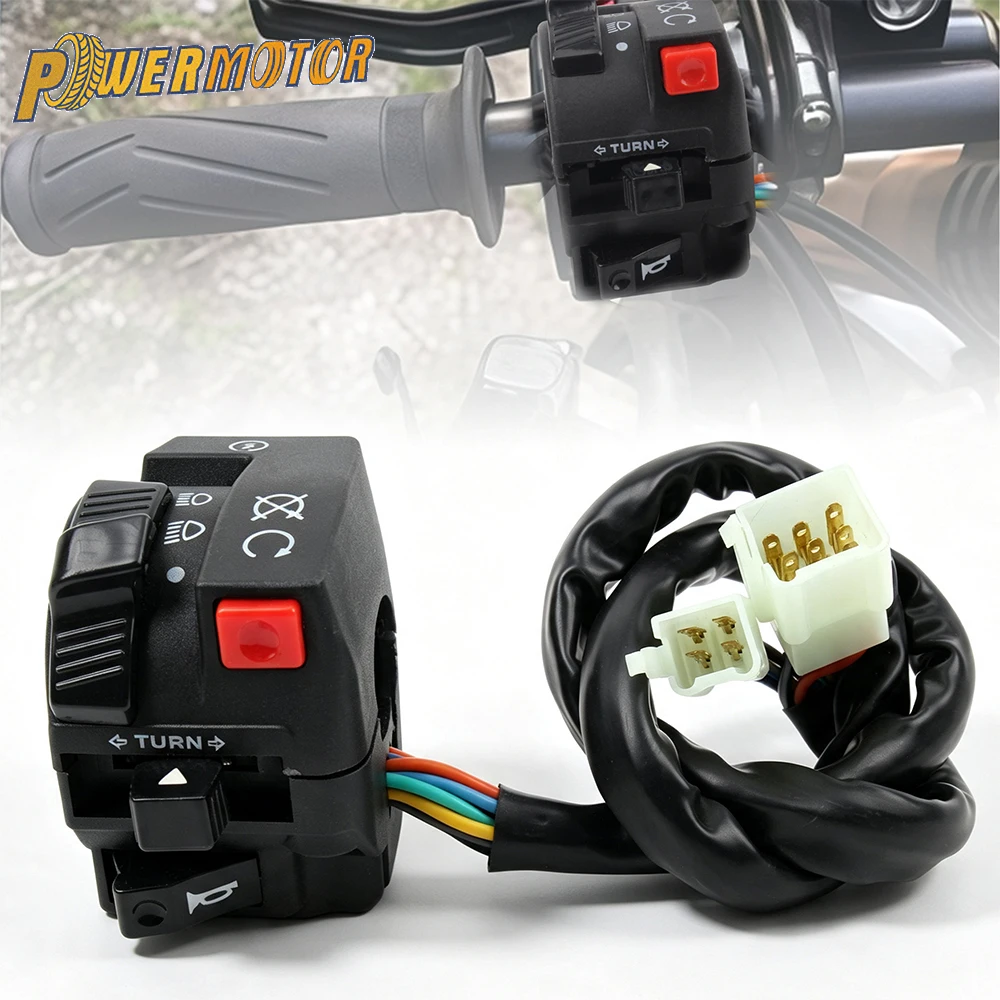 Motorcycle 5 Function Light Hi-Lo Electric Start Button Switch for 50-150cc Four Wheel ATV Quad Dirt Pit Bike Buggy Go Kart