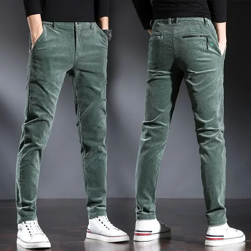 

2023 Autumn Winter High Waist Corduroy Pants Men Business Casual Pants Loose Male Straight Leg Thick Trousers Fashion Pants