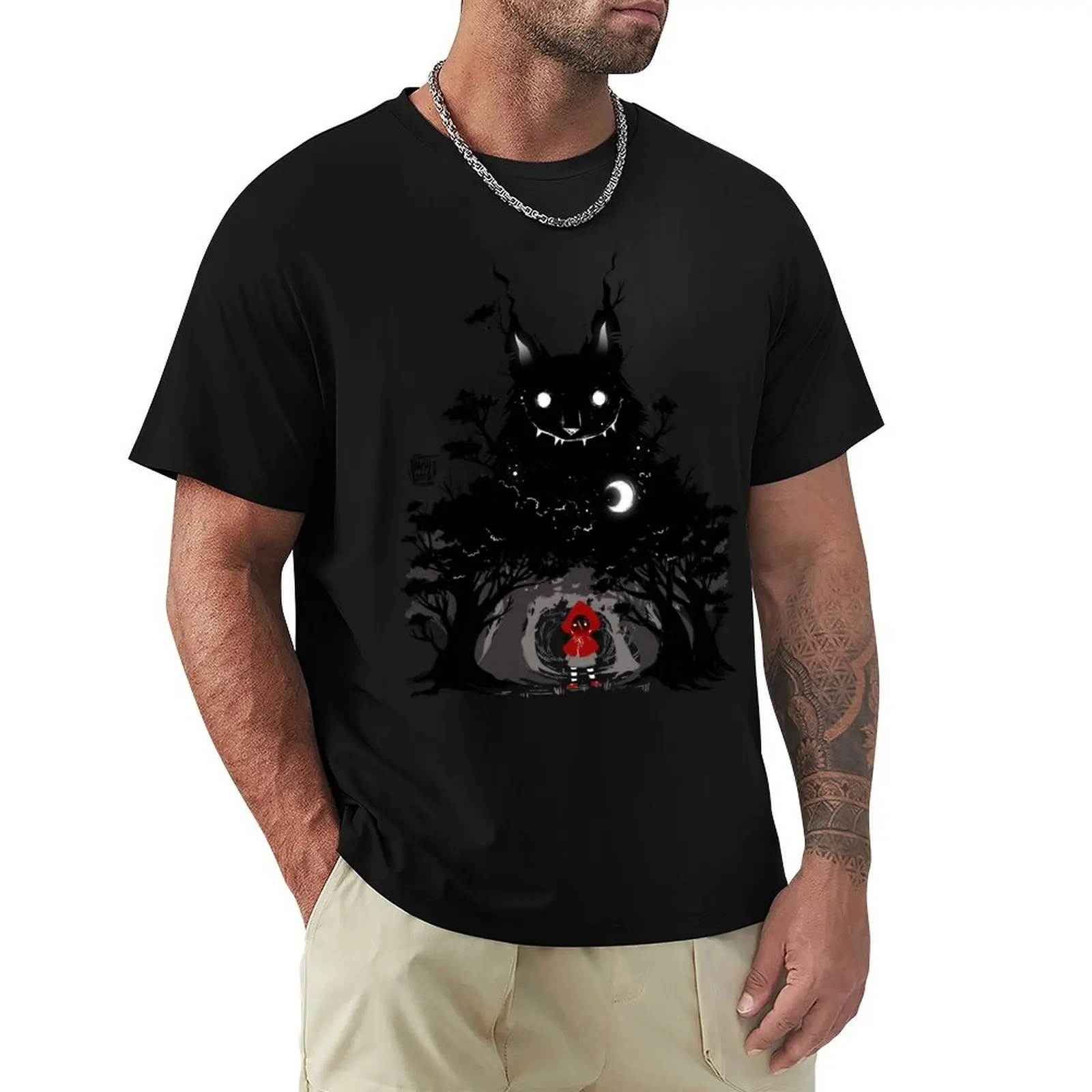 Creepy Red Hood T-Shirt Outdoor Work Short Sleeve Top