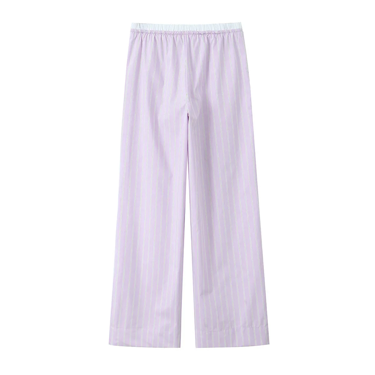 TRAF Striped Purple Pants Women High Waist Baggy Pants Woman Fashion Boxer Pyjama Trousers Womens Summer Women\'s Casual Pants