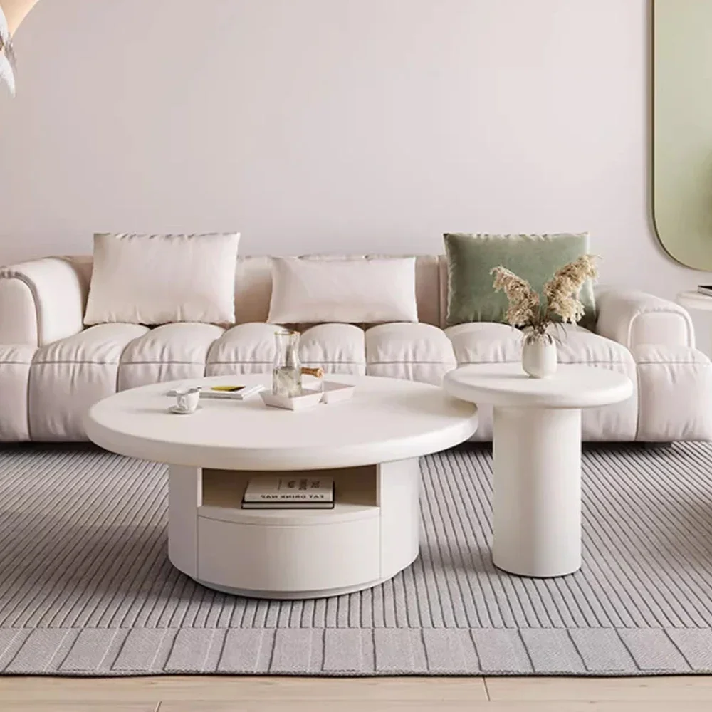 

Round White Coffee Tables Nordic Cute Organizer Minimalist Coffee Tables Space Saving Korea Mesa De Canto Side Tables Furniture