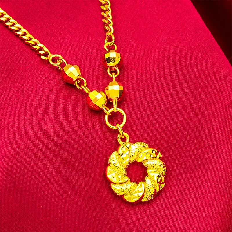 

Peace Button Necklace for Women, 24K Gold, AU999 | Antique cloud-carved gold button, vintage charm for traditional outfits.