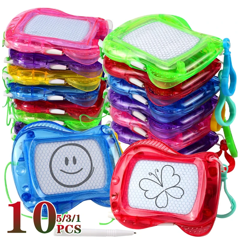 Mini planche à dessin magnétique, porte-clés, tapis à gribouiller avec stylet, jouet Portable, tableau d'écriture effaçable, cadeau éducatif pour enfants, 1 à 10 pièces