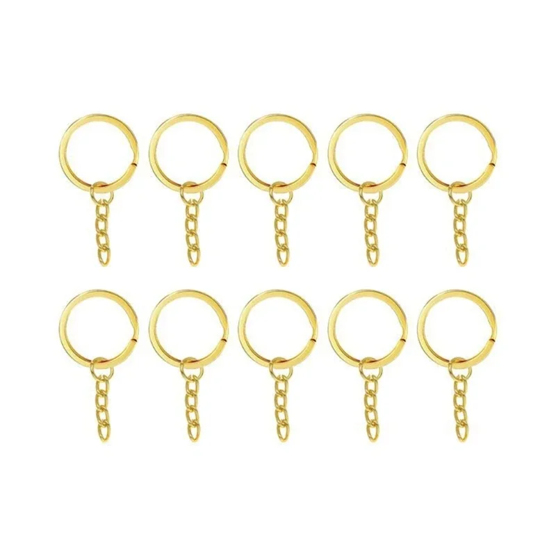 Gold Silver Key Ring Set 20 Keyrings Chain Metal Key Ring Hoop 100 Open Jump Rings 100 Screw Eye Pins Split Key Ring