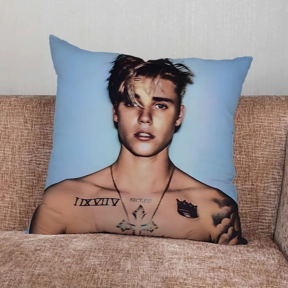 Singer J-Justin Bieber Pillow Case For Home Bedroom Car Office Decoration Living Room Sofa Cushion Cover Suitable