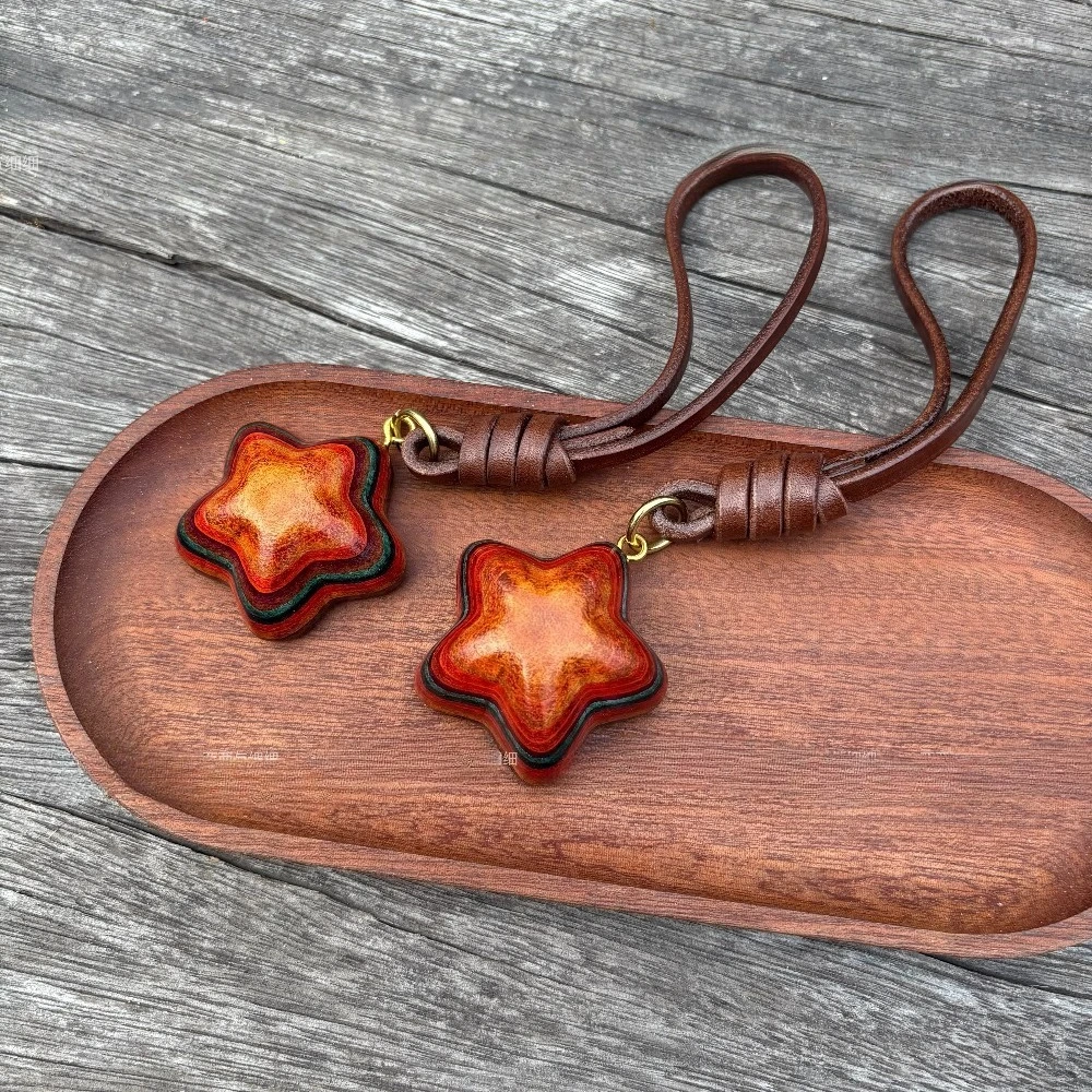 

Thickened Cowhide Star Pendant, Lucky Star Bag Charm, Car Hanging Ornament, Car Keychain, Pentagram Backpack Accessory