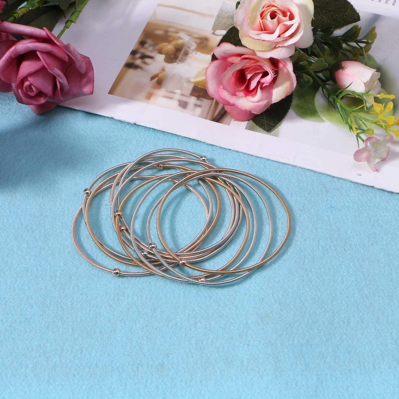 10Pieces/set Guitar String Spring Bracelet Silver Carbon Steel Stackable Jewelry