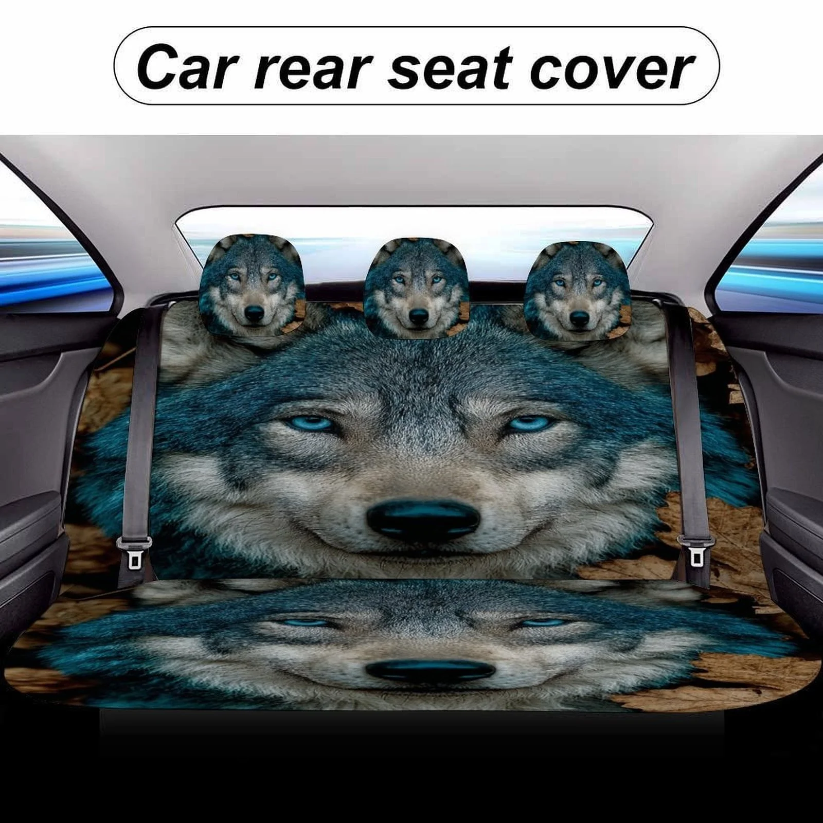 Wolf In Leaves Themed Car Seat Cover Set For Most Cars, Fashionable Novelty Car Seat Protector Covers Full Set, Car Seat Covers