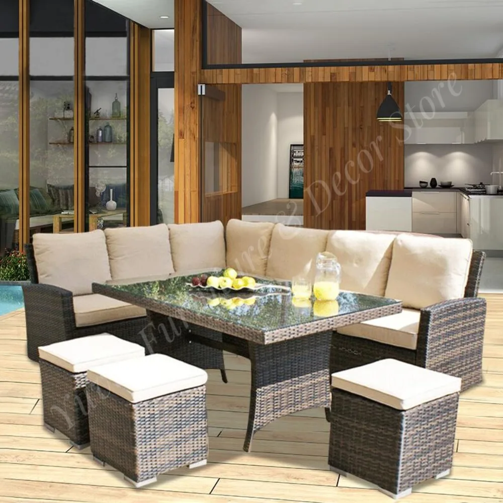 Most Popular Rattan Garden Furniture Chairs Table Set Modern Outdoor Sofa