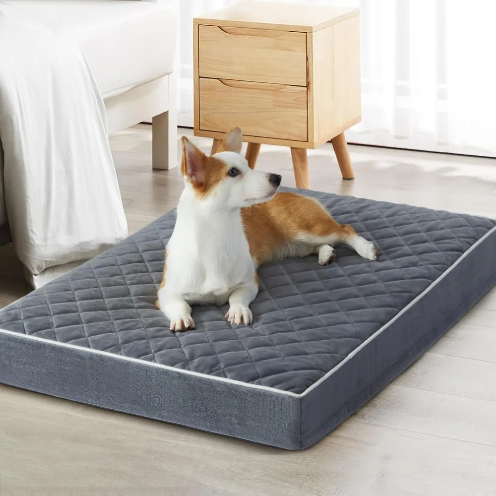 

Orthopedic Dog Beds for Large Dogs, Extra Large Waterproof Dog Bed with Removable Washable Cover & Anti-Slip Bottom, Egg Crate