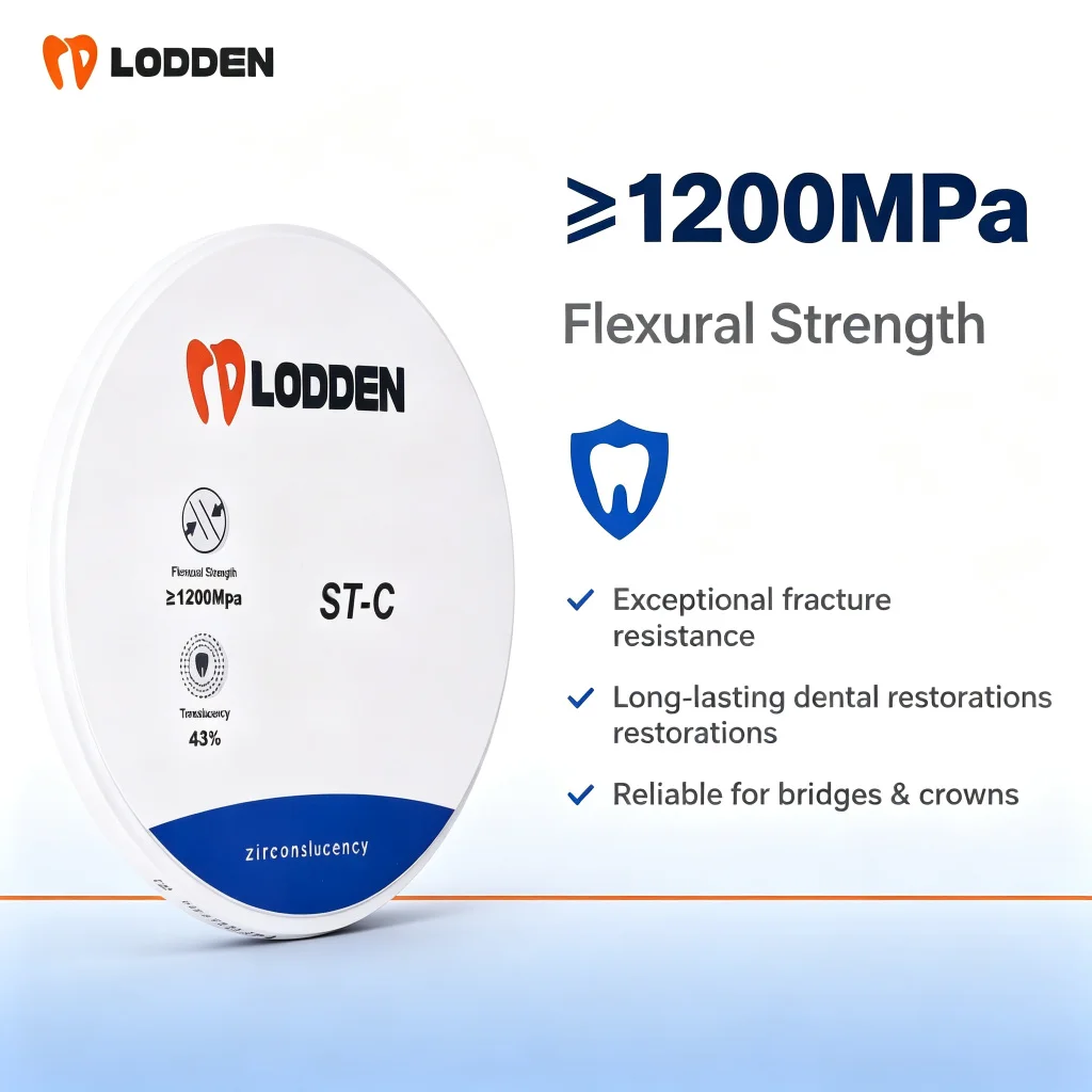 ST‑C Dental Zirconia Block Lodden 98mm 43% Transparency 1200MPa Strength Vita 16 Colors For CAD CAM Dental Lab Material - view 4
