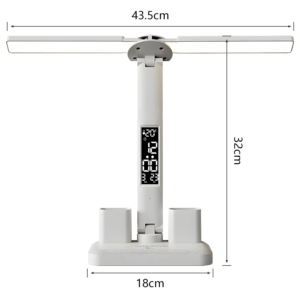 Складная светодиодная настольная лампа Защита глаз USB для чтения Сенсорный будильник с регулируемой яркостью Термометр Светодиодная настольная лампа USB-зарядка Ночник