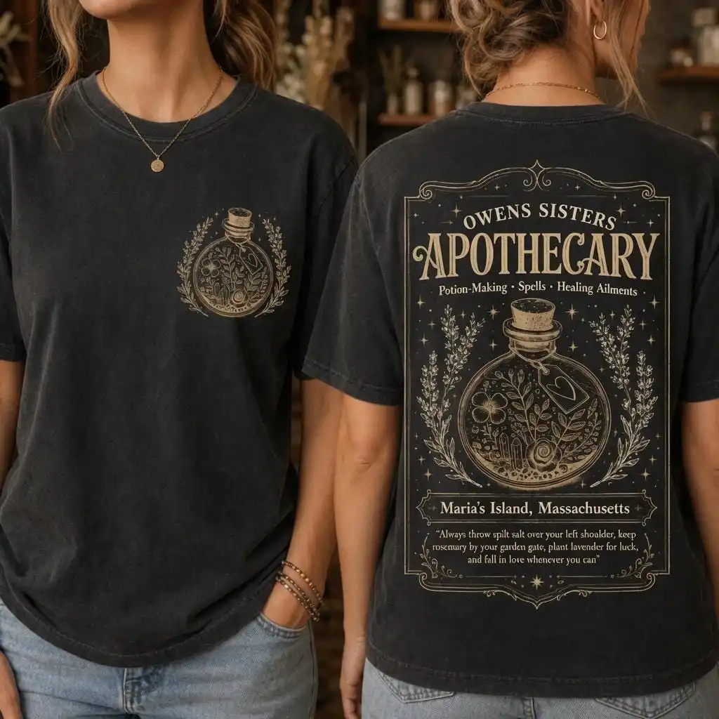 Owens Sisters Apothecary Shirt, Witchy Potion T-Shirt, Maria's Island Mass Tee, Gift  Wiccan Herbalism Top