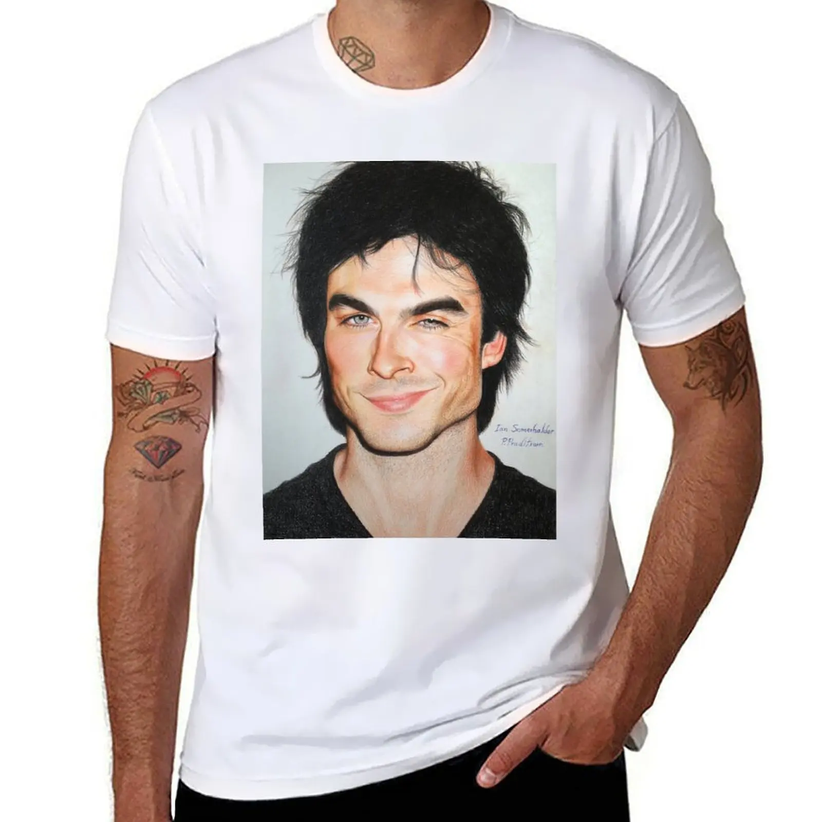 

Portrait Drawing Print of Ian Somerhalder T-Shirt graphic t shirts for man man t shirts cotton T-Shirt