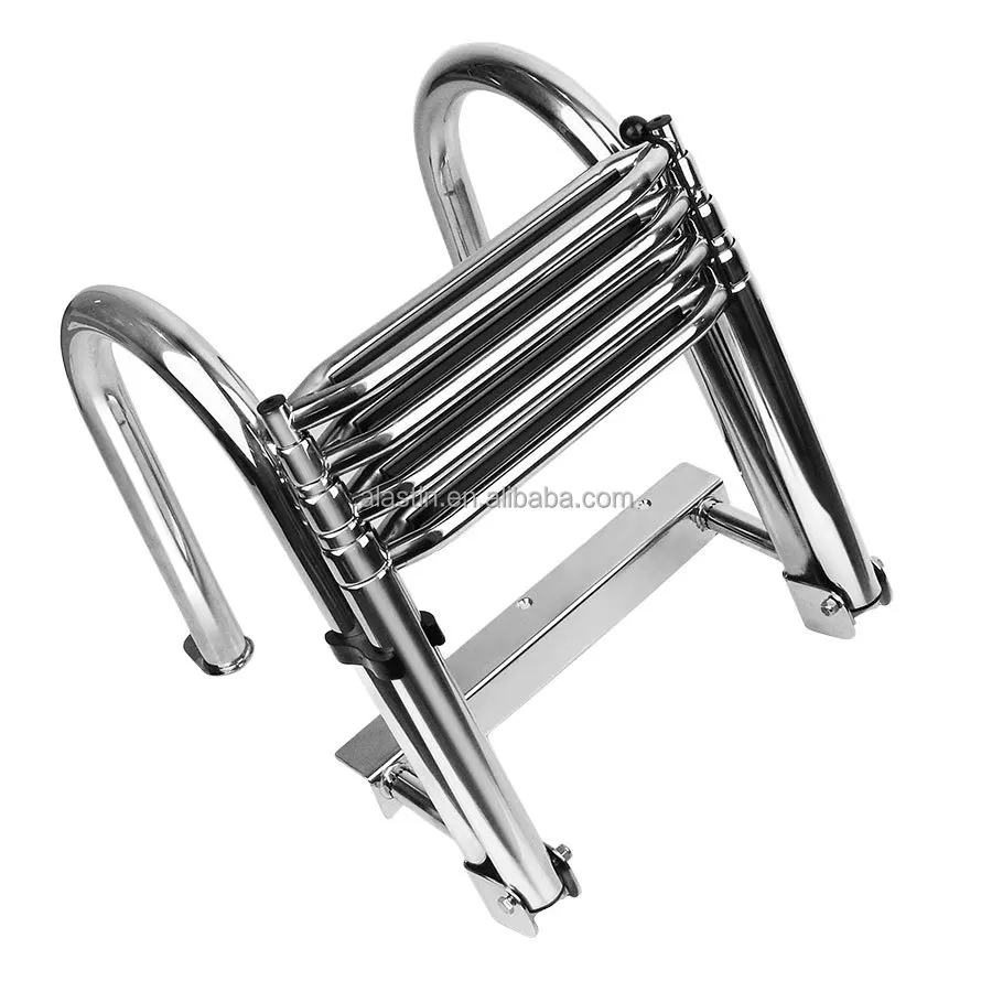 Marine Hardware Telescopic Ladder Stainless 4 Steel Step Folding for Boat