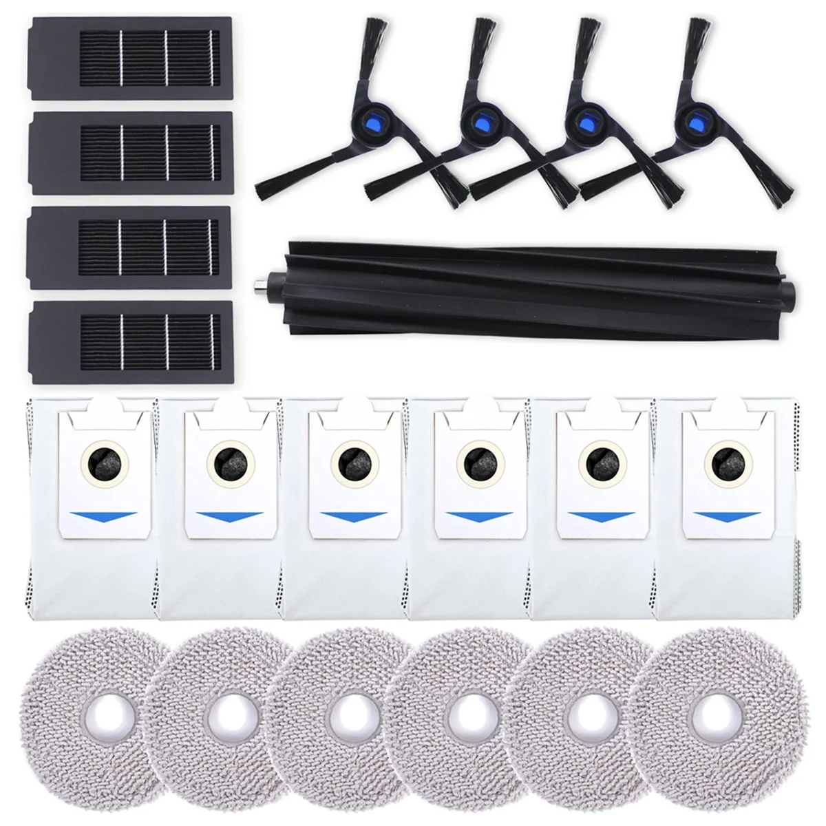 แปรงกำจัดฝุ่นสำหรับ Ecovacs X2หุ่นยนต์ Omni แปรงด้านข้างหลัก HEPA ถุงกรองฝุ่นอุปกรณ์เสริมถุงผ้าเก็บฝุ่น