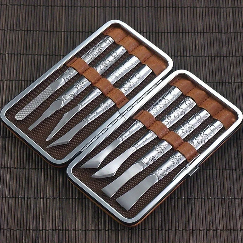 Juego de herramientas profesionales para pedicura, Kit de cuchillos para manicura, cuchillo para pedicura de punta de acero inoxidable, cortaúñas, raspador de pies, eliminación de piel muerta