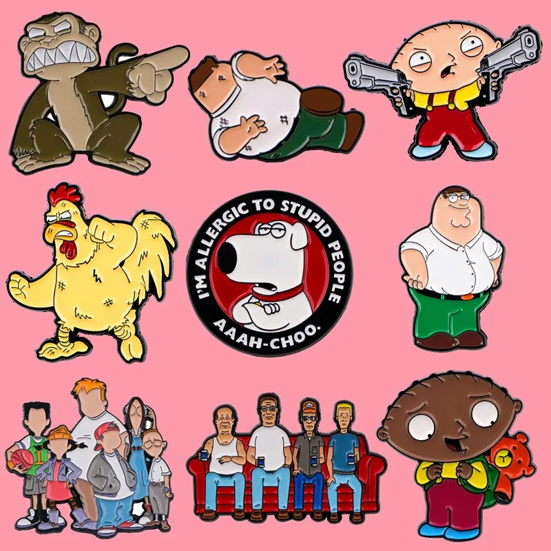 

Cartoon Cute Family and Guy Enamel Pin Brooches for Women Men Lapel Pin Backpack Bags Badges Friends Gifts Clothing Accessories