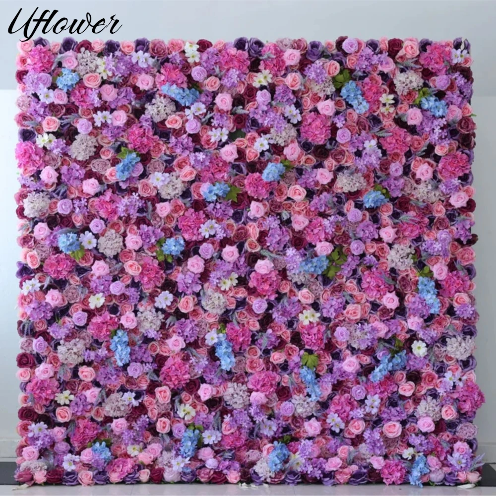 

Uflower Mixed Rose Hydrangeas Flower Wall Fabric Cloth Outdoor Wedding Backdrop Window Display Event Decor Flora Arrangement