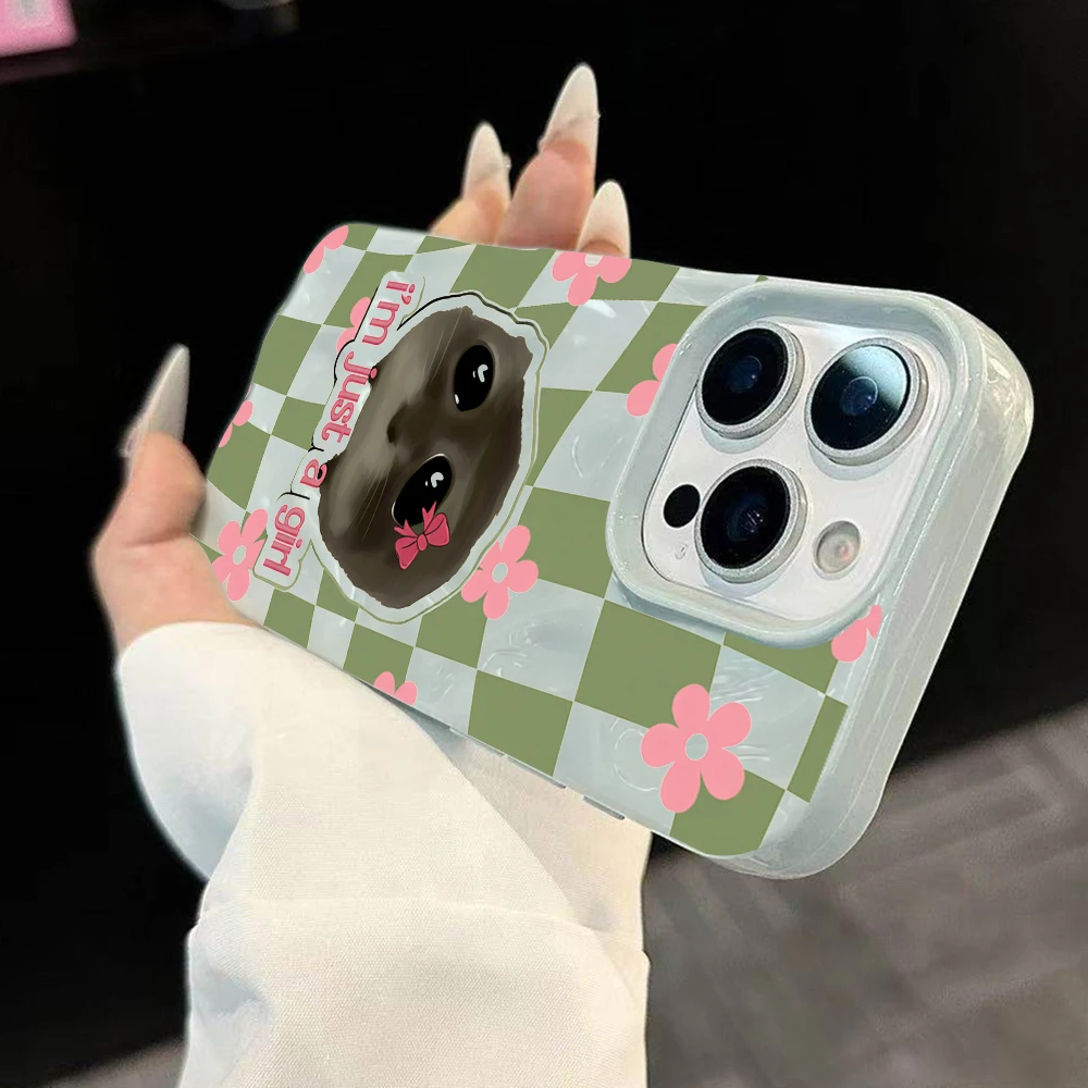Plaid Girl Hamster Koreanische INS Handyhülle für iPhone 17 16 15 14 13 12 11 Pro Max 14 Plus 17Air Falten-Wellen Weiche Silikonhülle – Detail 1