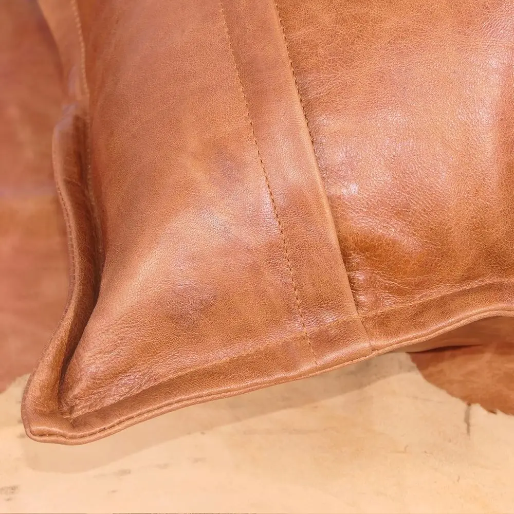Funda de almohada de piel de cordero marrón antigua, 18.0 x 18.0 in, funda decorativa para cojín de sofá para sala de estar y dormitorio