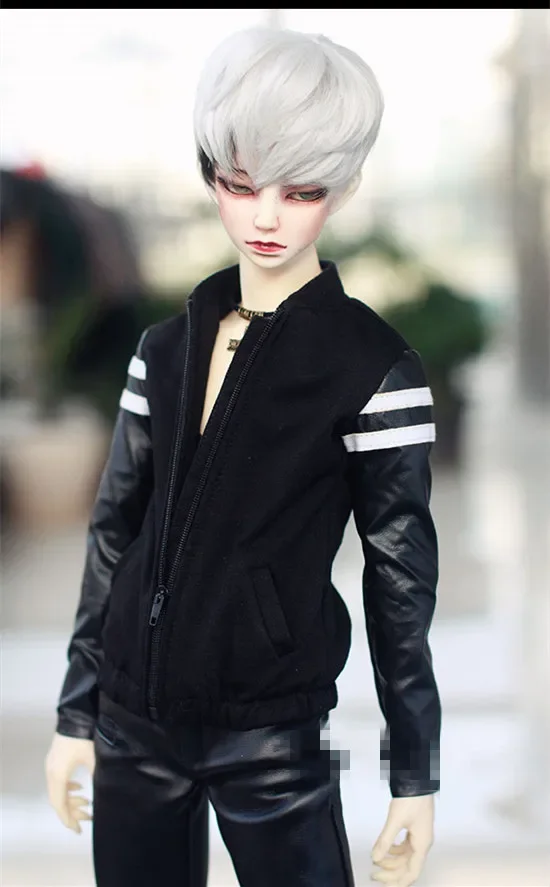 Benutzerdefinierte Hansome schwarz-Leder-Nähte Jacke für BJD Puppe 1/4 MSD 1/3 SD13 SD17 Onkel Puppenkleidung CMB70