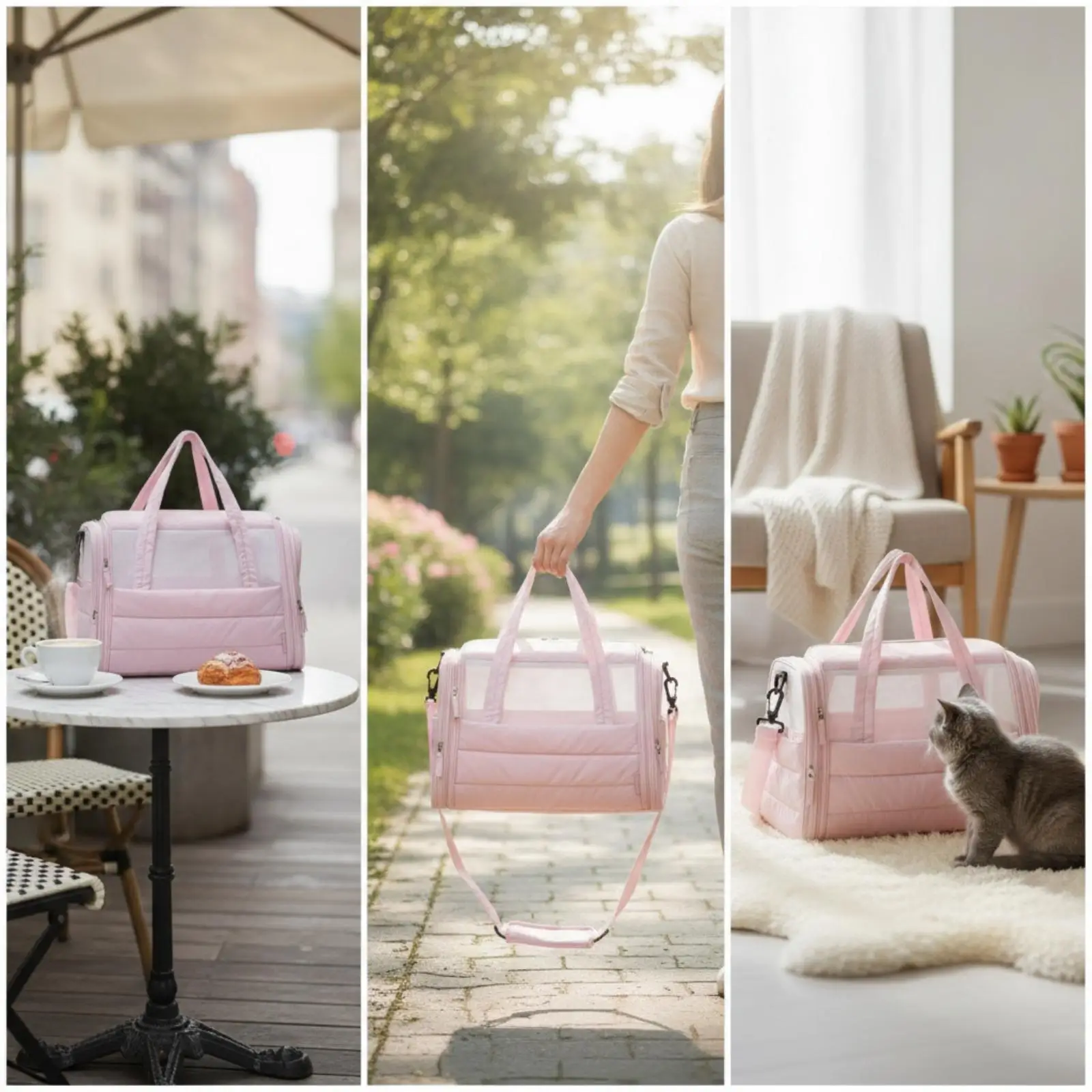 Soft Sided Cat Travel Carrier Bag with Shoulder Strap for Puppy Small Dog Vet Visits Car Rides and Outings