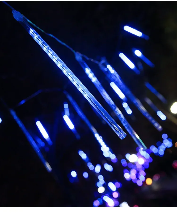 USB Falling Meteor Lights LED String Warm White Blue Colorful 30CM8Tubes 50CM8Tubes IP54 Waterproof 8 Modes Festival Yard Decor