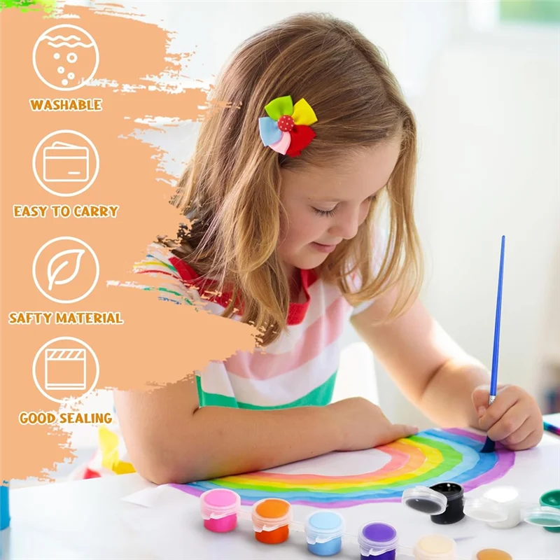 アクリルペイント10パックセット、子供、大人、アート-クラフトペイント、自宅教室、誕生日diy用、パレットとブラシ付き