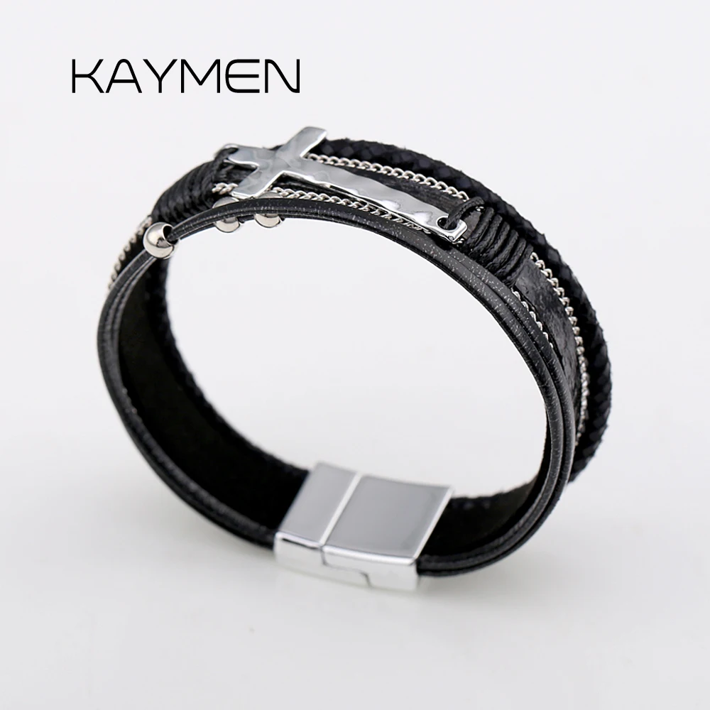 Kaymen-ユニセックスパンクブレスレット,ヴィンテージ,イミテーションレザー,マグネットバックル,ストリートファッションショー,素敵なジュエリー,安い