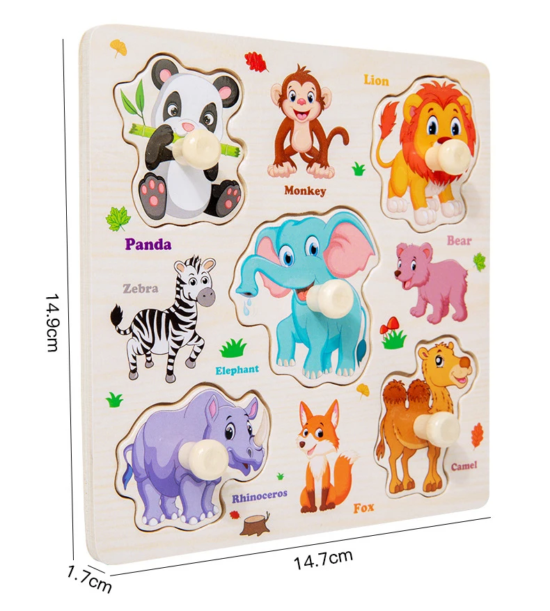 Montessori Spielzeug Holz 3D Puzzle Cartoon Tier Intelligenz Puzzle Frühes Lernen Pädagogisches Spielzeug für Kinder – Detail 8