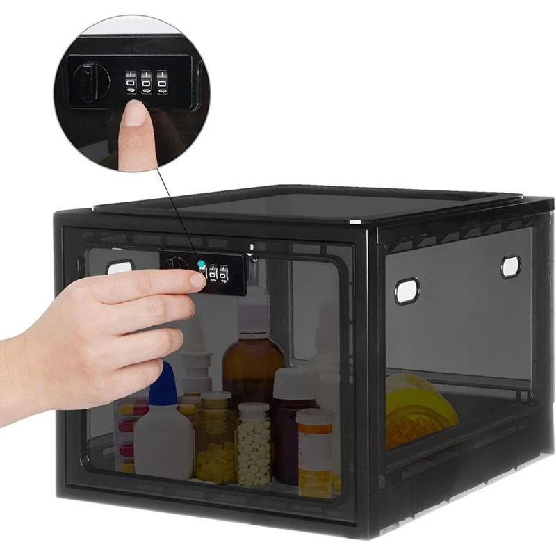 New-2X аптечка с замком, ящик для хранения сотового телефона, запираемый ящик для хранения, ящик для хранения продуктов с замком для холодильника, шкаф для хранения планшета, черный