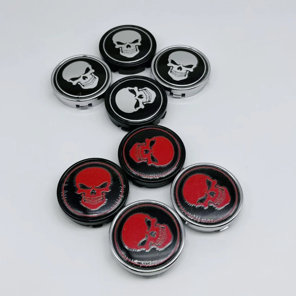 

4pcs O.D 64MM (I.D 61MM ) Skull Logo Emblem Car Wheel Center Caps for Volvo Rim Hubcaps Cover Wheels Hub Lid Replace Accessories