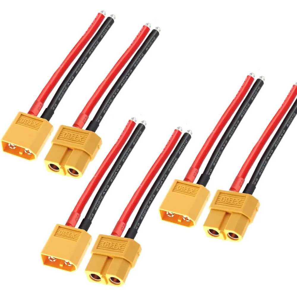 

3 Pairs RC Battery Connector Plug with 5cm 12AWG Silicone Wire for Drone Lipo